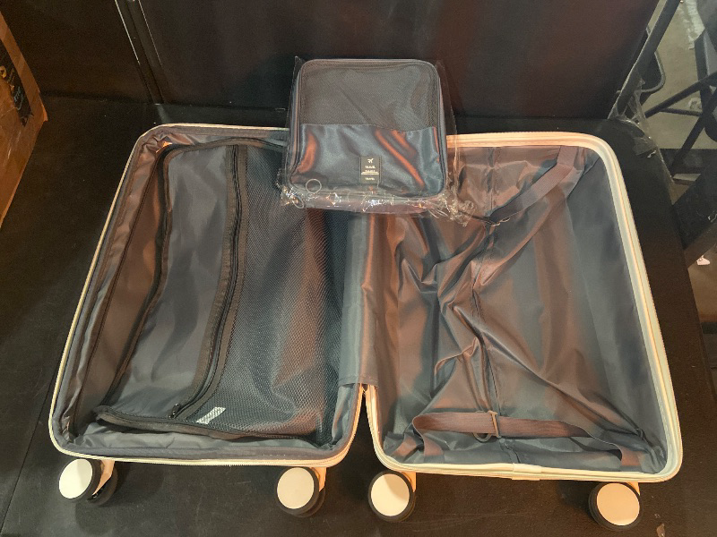 Photo 1 of AAIVV Grace Expandable Carry On Luggage Airline Approved, 21 Inch Hardside Carry On Suitcase with Wheels, Travel Harshell Spinner Small Luggage with TSA Lock, Jade cyan, 21-Inch Carry-On CREAM
