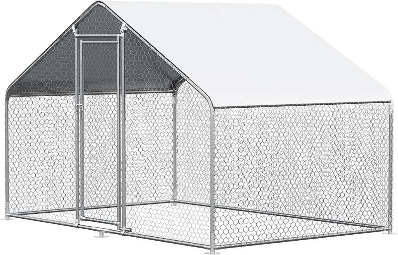 Photo 1 of (Partial Set) CHIKENCOOP Chicken Coop 9.8x6.5x6.5ft Large Metal Chicken Run for 6/10 Chickens Poultry Cage with Waterproof Cover for Duck Walk-in Chicken Pen for Yard