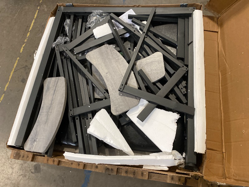 Photo 1 of 5-Piece Dining Table Set, Dining Table Set for 4, Counter Height Table & 4 Bar Stools, Modern Kitchen Dining Set, with Upholstered Chairs, Compact Dining Set for Small Spaces, Gray