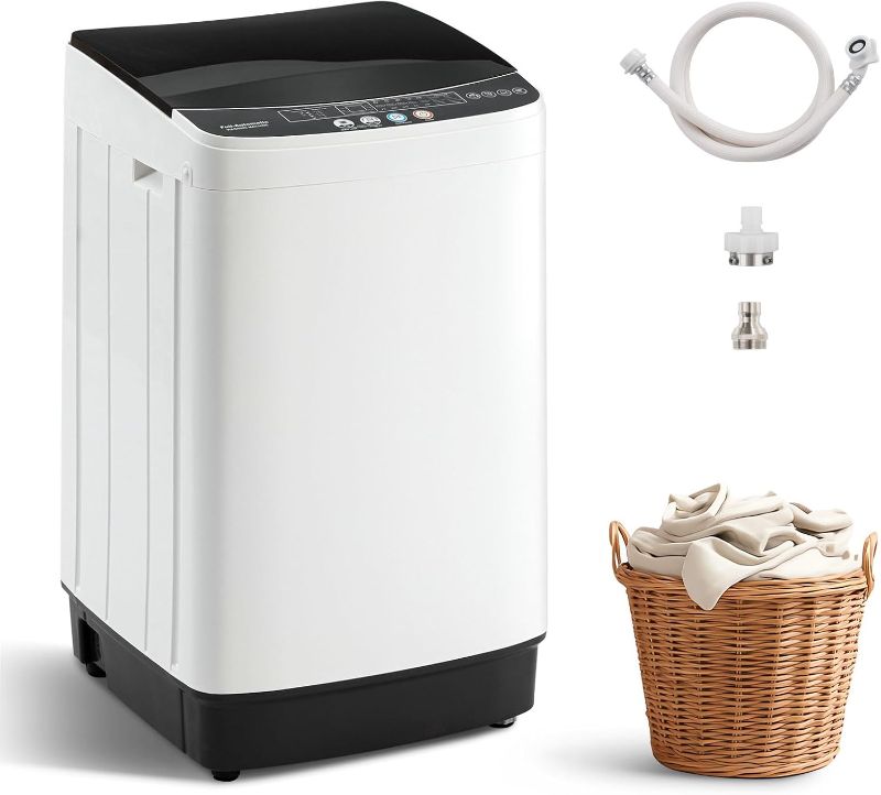 Photo 1 of 16 lbs Portable Washing Machine, Full-Automatic Laundry Machine with Stainless Steel Drum, 10 Wash Cycles, Compact Washer and Spin Dryer Combo for Apartment, Dorm, RV