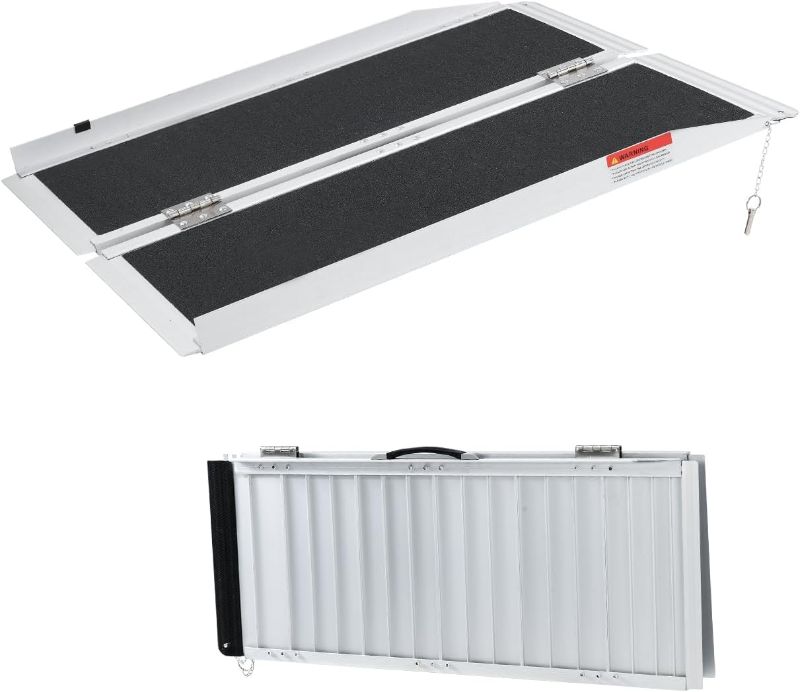 Photo 1 of Wheelchair Ramps 5FT, Portable Folding Ramp, Non-Skid Ramp Hold Up to 800Lbs,Portable Aluminum Foldable Mobility Scooter Ramp, Threshold Ramp for Home, Stairs, Curbs, Steps, Doorway