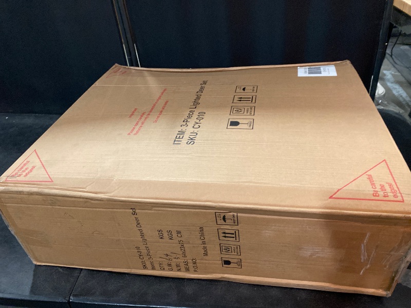 Photo 1 of 3-Piece Christmas Lighted Reindeer Family 3D Christmas Decorations Outdoor Yard Large Holiday Iridescent LED Light up Deer Set for Yard Lawn Indoor Outdoor Party Decor