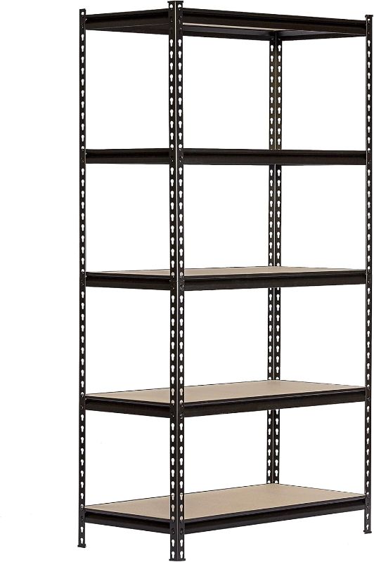 Photo 1 of 5-Tier Metal Boltless Storage Shelving in Black/Wooden