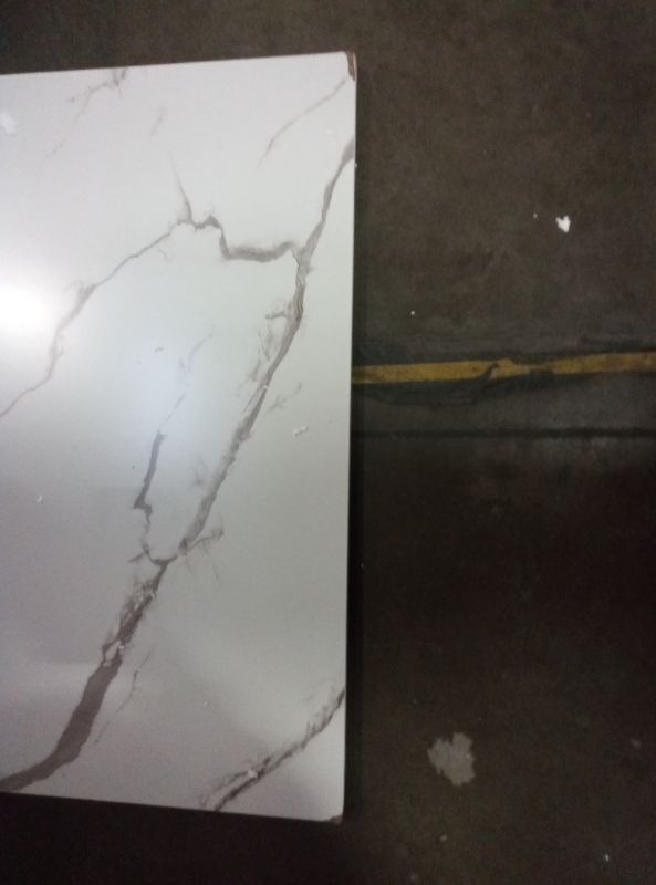 Photo 1 of Wood Dining Table Set for 4, Marble Design Kitchen Table Chairs Set of 4, 5 Piece Space-Saving Dining Room Table Set for Apartment, Venatino White Marble& Black