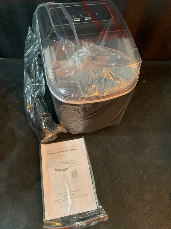 Photo 1 of Ice Maker Countertop, 9 Cubes Ready in 6 Mins, 26 lbs per Day, Ice Machine with 2 Ice Sizes and Self-Cleaning, Portable Ice Maker with Handle for Home, Kitchen, Camping, RV, Office, Black