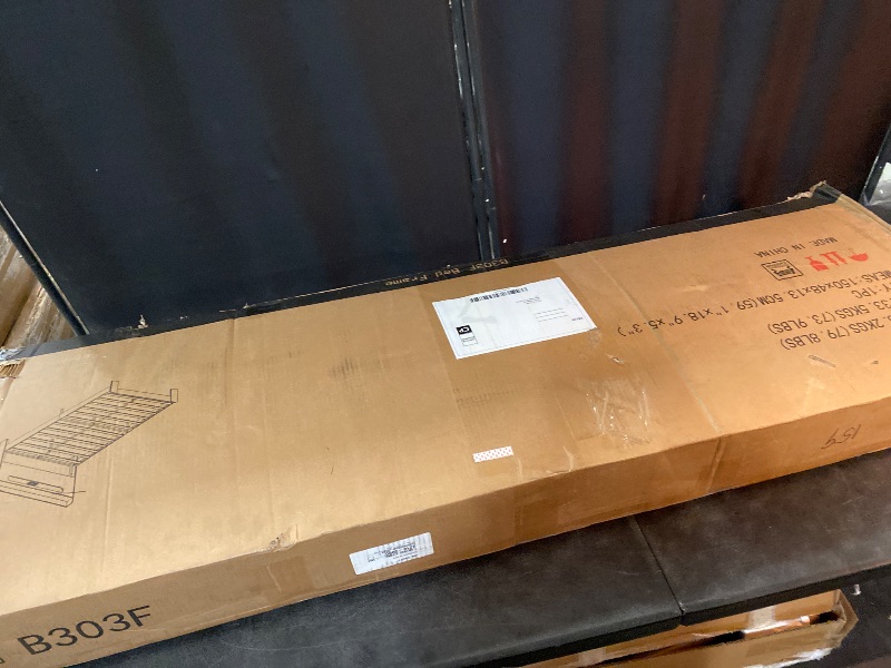 Photo 1 of ivoros Wooden Full Size Bed Frame with Storage Headboard, Rustic Farmhouse Platform Bed Frame Full with Charging Station & LED Lights, 12 Wood Slats Support, No Box Spring Needed,Dark Brown