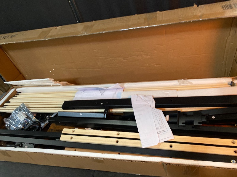 Photo 1 of ivoros Wooden Full Size Bed Frame with Storage Headboard, Rustic Farmhouse Platform Bed Frame Full with Charging Station & LED Lights, 12 Wood Slats Support, No Box Spring Needed,Dark Brown