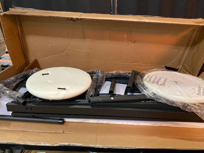 Photo 1 of 3-Piece Bar Table and Chairs Set, Modern White Faux Marble Table with 2 PU Cushion Bar Stools, Kitchen Counter with 3 Tier Storage Shelves, Space Saving Table for Home & Kitchen, Black Frame