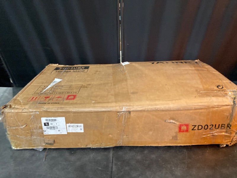 Photo 1 of Kitchen Island with Storage, Mobile Rolling Cart with Trash Can Storage, Kitchen Island on Wheels, Rolling Island Table with Charging Station, Spice Rack, for Kitchen, Rustic Brown