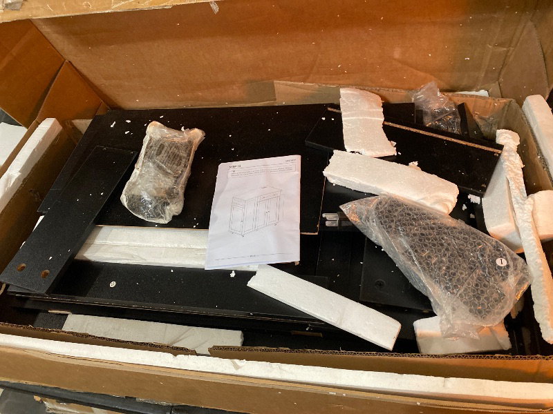 Photo 1 of Kitchen Island with Storage, Mobile Rolling Cart with Trash Can Storage, Kitchen Island on Wheels, Rolling Island Table with Charging Station, Spice Rack, for Kitchen, Rustic Brown