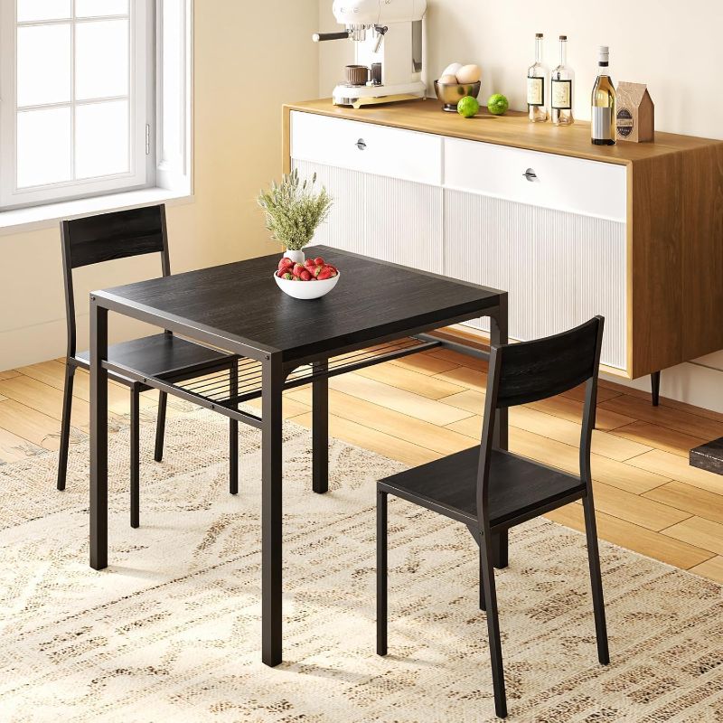 Photo 1 of Dining Table Set for 2, 3 Piece Kitchen Table with 2 Chairs for Small Space, Apartment, Kitchen, Dining Room, Space-Saving