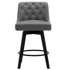 Photo 1 of MINCETA Counter Stool,26\" 360 Free Swivel Upholstered Bar Stool with Back,PU in Dark Gray