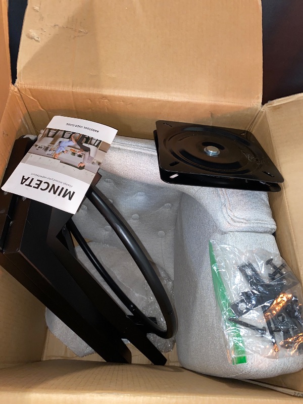 Photo 1 of Bar Stool, PU Leather Barstool, 30 Inch Upholstered Counter Stool with Low Tufted Back and Footrest, Swivel Counter Height Barstool for Kitchen Island Home Bar Light Gray