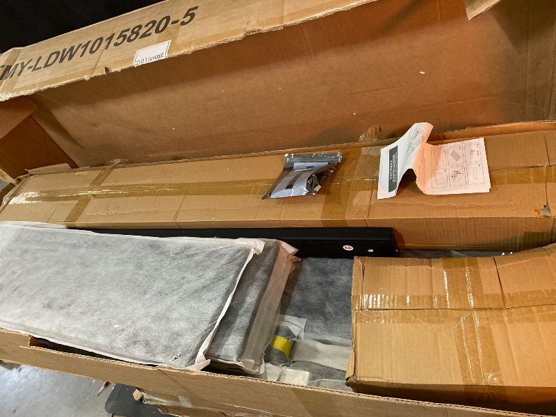 Photo 1 of  LED Leather Bed Frame Queen, Upholstered Platform Bed with USB Ports, APP Control, Black