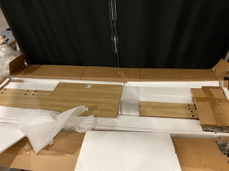 Photo 1 of 59" TV Stand for Living Room, Mid Century Modern Entertainment Center for 55/60/65 Inch TV, Media Console with Fluted Sliding Doors and Sturdy Box Frame Leg, Natural Oak