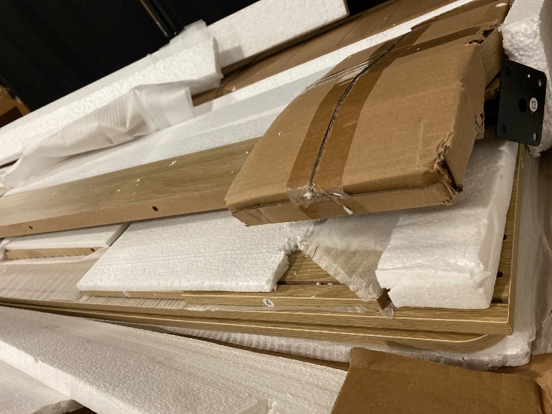 Photo 1 of 59" TV Stand for Living Room, Mid Century Modern Entertainment Center for 55/60/65 Inch TV, Media Console with Fluted Sliding Doors and Sturdy Box Frame Leg, Natural Oak