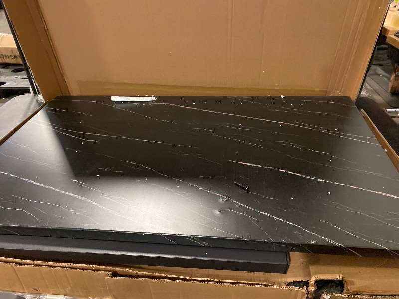 Photo 1 of Kitchen Table Set 5 Piece Dining Room Table Set Marble Dining Table 4 Chair Dining Table Set for Kitchen Living Room Breakfast Small Spaces (Black)