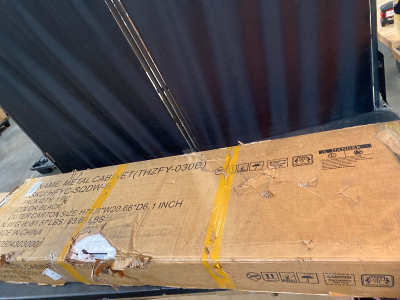 Photo 1 of Metal Garage Storage Cabinets, Lockable Broom Closet Storage Cabinet with Doors and Shelves, Utility Cabinets for Storage Locker, Black