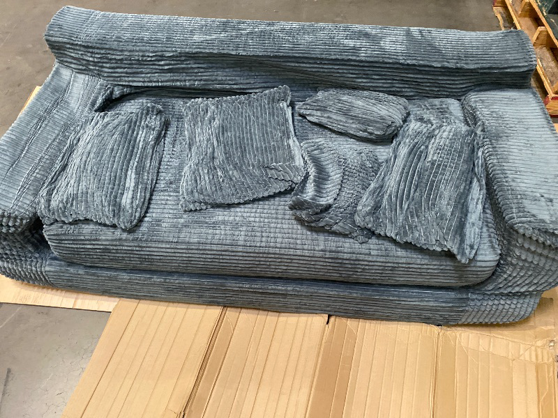 Photo 1 of 70" Loveseat Sleeper, Convertible Sofa Bed with 2 Pillows, Folding Floor Couch with Memory Foam & Steel Frame, No Assembly, Corduroy, Suitable for Living Room Bedroom Apartment Guest Room (Blue)