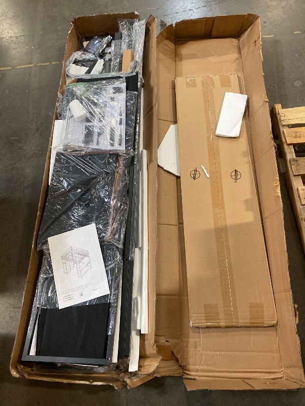 Photo 1 of  Twin Loft Bed with Desk & 8 Storage Drawers Tall Dresser, Metal Loft Bed with LED Lights & Charging Station, 2-Tier Storage Shelves, Stable & Sturdy, Noise Free, Rustic Brown and Black