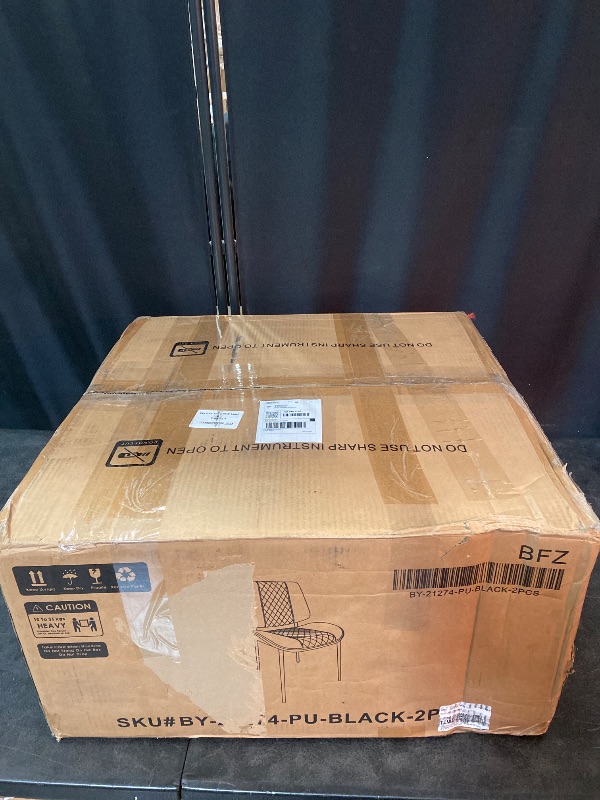 Photo 1 of BV Dining Chairs Set of 2, PU Leather Armless Kitchen Chair in Modern Walnut Style, Mid Century Bentwood Side Chair with Metal Legs, Retro Accent Guest Chair for Kitchen Dining Room(Black)