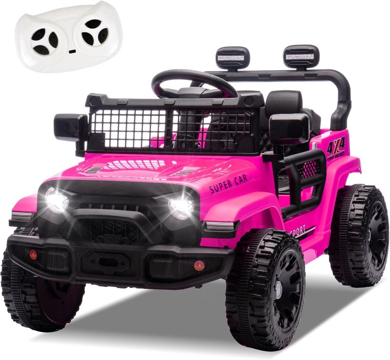 Photo 1 of 24V Ride On Jeep Car, Toddler Ride On Toys w/Parents Remote Control, One Seat Electric Car for Kids 2-4 with 4-Wheel Suspension, Bluetooth, Music, 1.86-3.11MPH Adjustable Speed, Pink