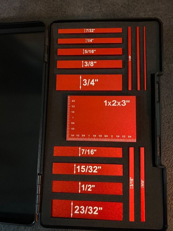 Photo 1 of Setup Blocks Height Gauge Set, 15pcs Precision Aluminum Setup Bars for Router and Table Saw Accessories Woodworking Set Up, Bars Include Laser Engraved Size Markings