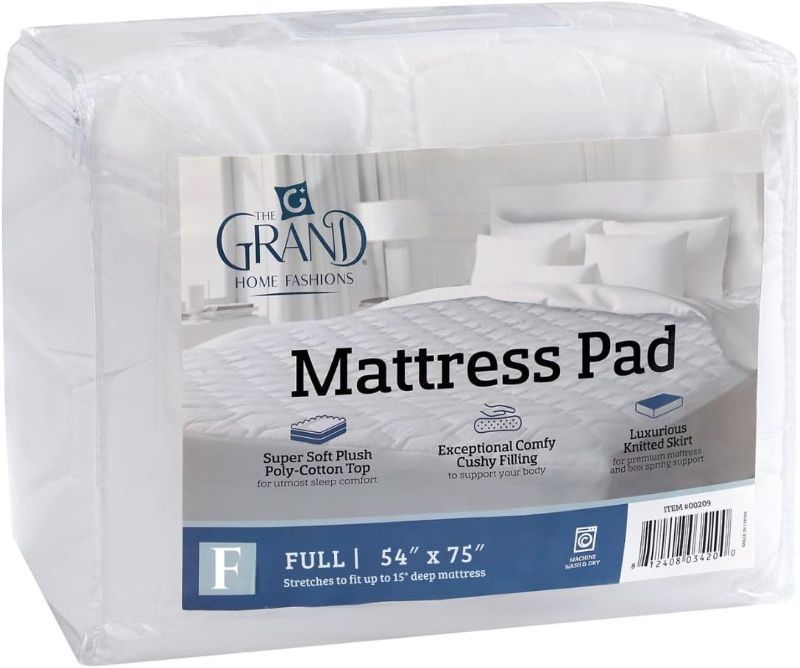 Photo 1 of Full Size Mattress Pad - Thin, Lightweight, and Breathable Mattress Pad - Ideal for Hot Sleepers & Plush Mattresses - Stretch Fits up to 15" - Easy to Wash (54 x 75)
