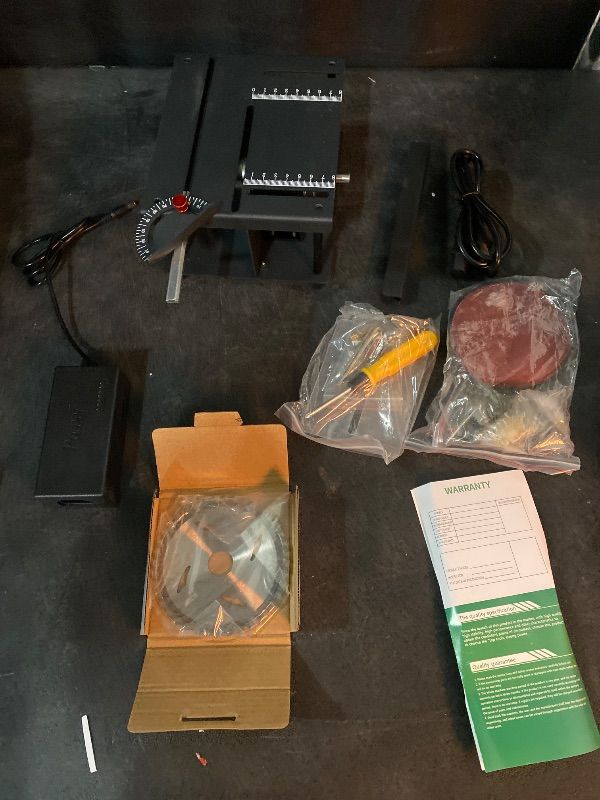 Photo 1 of Mini Table Saw Grinder, 200W 10000RPM Multifunctional Precision Small Craft Table Saw Polisher with 0-90° Adjustable Angle & Blade Height, 1.38in Cut Depth for Crafts Acrylic Metal Wood