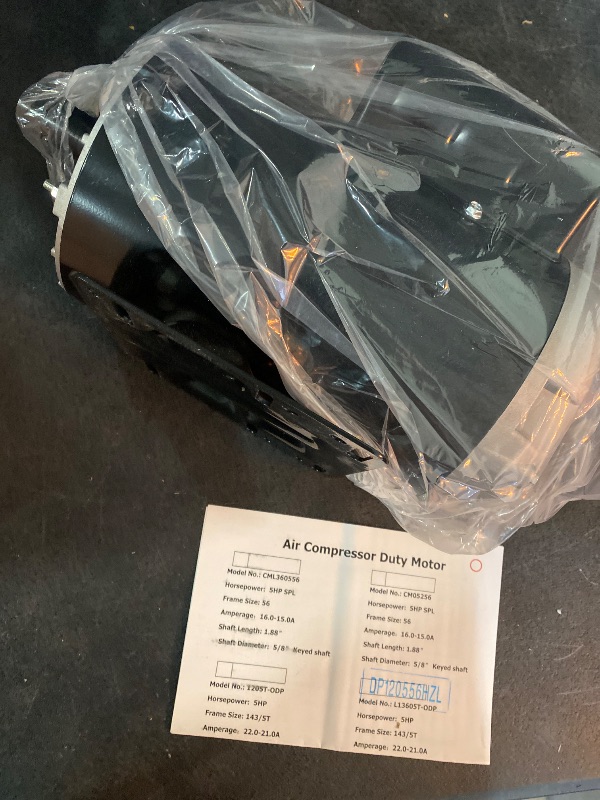 Photo 1 of 5HP Single Phase 143/5T Frame Electric Air Compressor Electric Motor 7/8 inch Shaft 3450RPM 208-230 Volts 60HZ