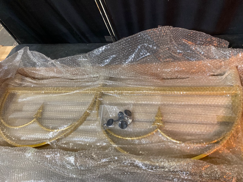 Photo 1 of Double Metal Arch Backdrop Stand and Cover Set, 6FT Beige Reusable Spandex Fitted Backdrop Cover and Gold Wedding Arch Frame for Baby Shower, Birthday, Parties Decoration