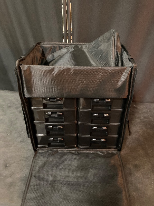 Photo 1 of Professional Soft Sided Makeup Case Trolley,Rolling Makeup Case, Makeup Suitcase with Wheels, Trolley for Makeup Artist Nail Technician Hairstylist,Black