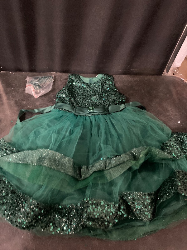 Photo 1 of 2-3T  Baby Girl Pageant Dress Sequins Princess Dress Toddler Flower Wedding Birthday Party Gown Dresses 12 Months-4 Years
