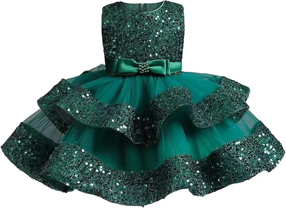 Photo 1 of 2-3T  Baby Girl Pageant Dress Sequins Princess Dress Toddler Flower Wedding Birthday Party Gown Dresses 12 Months-4 Years