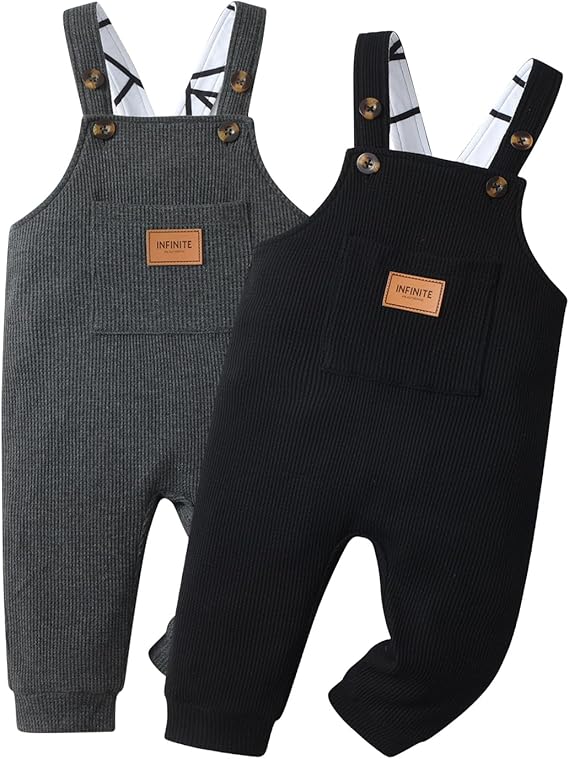 Photo 1 of 3-6M Baby Boy Bib Overalls Button Suspender Pants Plain Romper Loose Jumpsuit Solid Straps Trousers