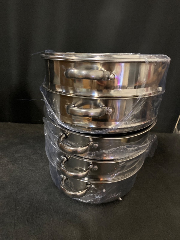 Photo 1 of 5-Tier Stainless Steel Steamer, 28cm Stackable Steamer with Clear Visible Lid, Large Capacity Cookware Steaming Pots for Bread, Dumplings, Vegetables