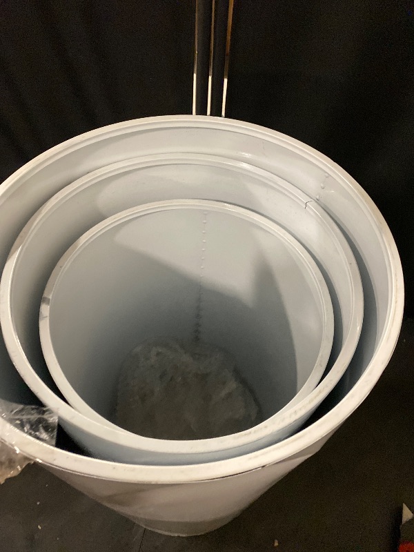 Photo 1 of Cylinder Pedestal Stands for Parties,Metal Cylinder Stands for Party White Round Display Pedestal Stand for Wedding Props Birthday Babyshower Party Event Decor 3PC(75/65/60)