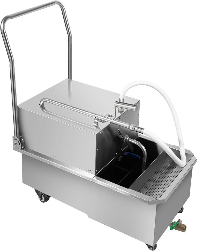 Photo 1 of 55 L /14.5 Gal Commercial Mobile Fryer Filter Machine 550W Restaurant Oil Filter Machine Mobile Fryer Oil Filter Machine with Filter Papers Fryer Oil Filter Cart for Supermarket, Restaurant