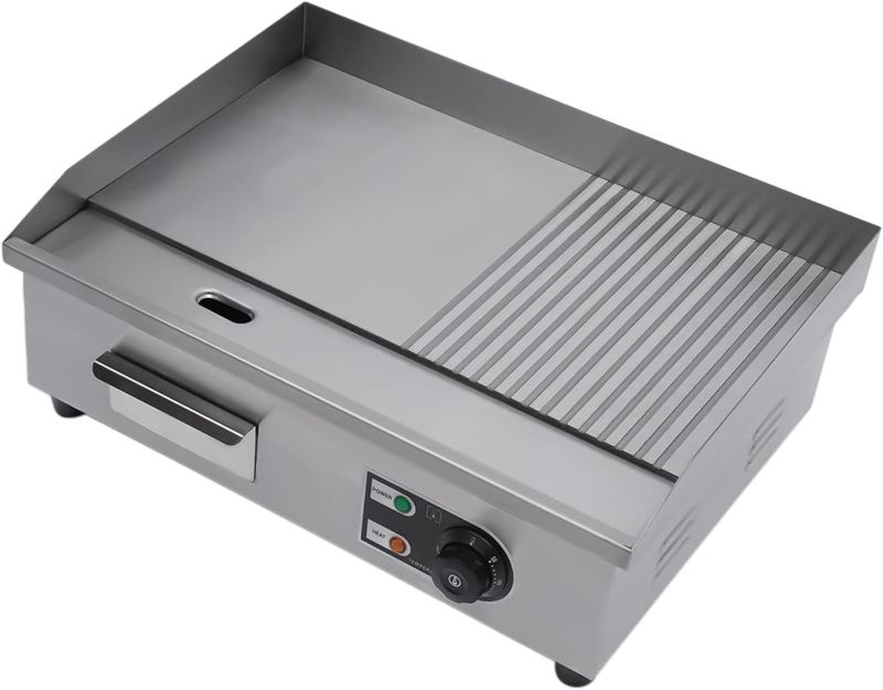 Photo 1 of Electric Griddle Portable Tabletop Grill Teppanyaki Griddle 110v Commercial Non-Stick Griddle Electric Flat Top Grill with 122~572 Adjustable Temperature Control (22 Inch, 1600W)