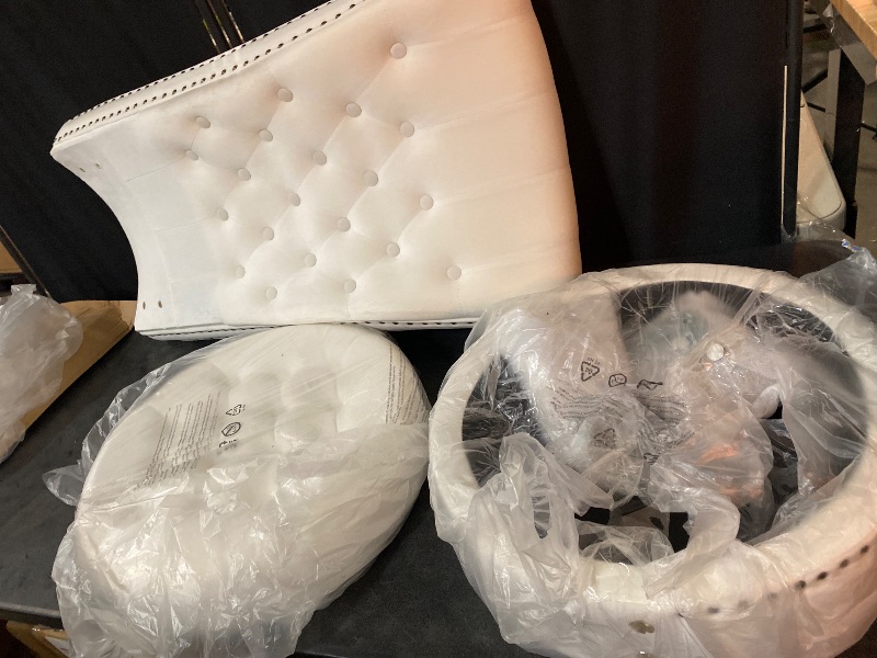 Photo 1 of Royal High-Back Velvet Accent Chair for Vanity with Storage and Luxurious Upholstery, Retro Design and Versatile Usage for Living Room, Bedroom, Lounge and Office, Ivory