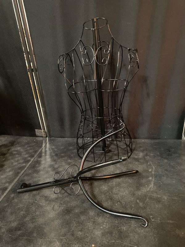 Photo 1 of Female Wire Dress Form, Vintage Style Wire Mannequin for Home Decor Display, Small Size Adjustable Height Metal Wire Body (Black)