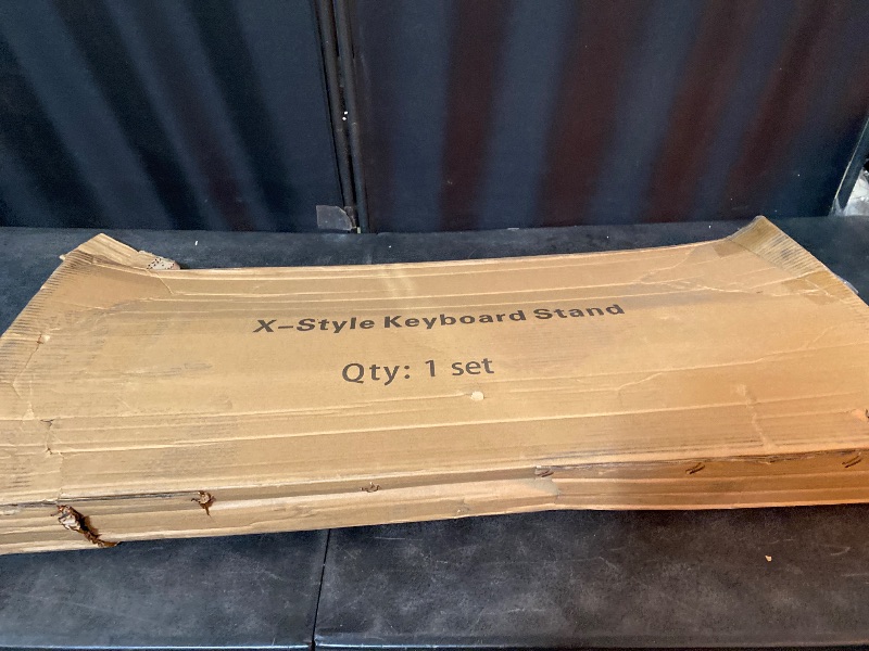 Photo 1 of Height Adjustable Keyboard Stand With Quick Release Mechanism - Double X Foldable Heavy Duty Instrument Stand With Locking Straps for 54-61-88 Key Electronic Pianos