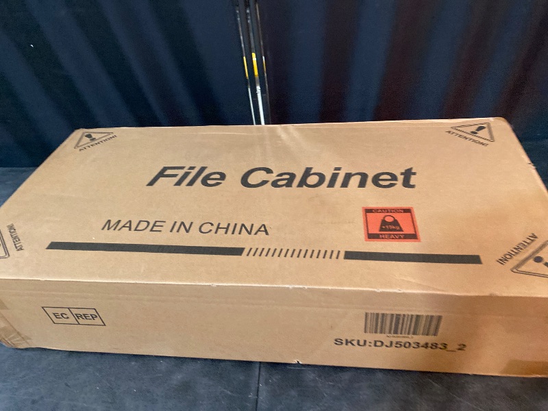 Photo 1 of 35.4” File Cabinet, Filing Cabinet fits Letter/A4 Size, 2 Drawe File Cabinets for Home Office with Power Strip, LED Lights, Lock, Open Shelf, Black