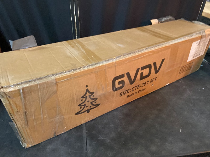 Photo 1 of 7.5FT Artificial Snow Flocked Christmas Tree, Snowy Hinged Pine Tree, Premium PVC Needles/Solid Metal Stand, Xmas Full Tree for Indoor and Outdoor