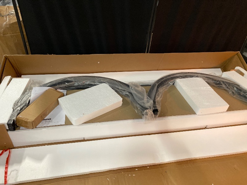 Photo 1 of 63 inch Extra Long Sofa Table, Rustic Industrial Entry Console Table, Behind Couch Table with Black Metal Frame, 3 Tier Storage Shelves for Hallway, Entryway & Living Room, Brown & Black