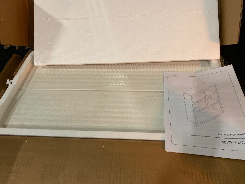 Photo 1 of Retro Style Haze Double Glass Door Wall Cabinet with Detachable Shelves for Office, Dining Room,Living Room, Kitchen and Bathroom Mint White