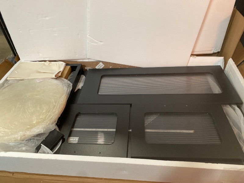 Photo 1 of Corner Makeup Vanity Desk with Mirror and Lights, 44" Dressing Table with Charging Station, Makeup Table with Stool, Storage Cabinet and Adjustable Shelf, Bedroom Vanity for Girls Women, White