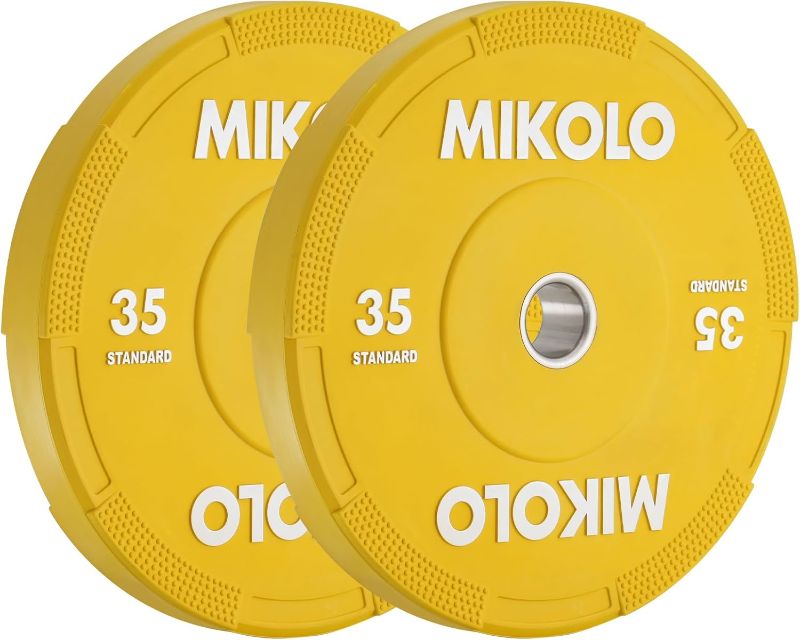 Photo 1 of Mikolo Olympic Bumper Plates & Barbell Plates 2-Inch Weight Plate Set - Steel Insert, Low-Bounce & Quiet for Home Gym Strength Training (Weights: 45 * 2-230LB)