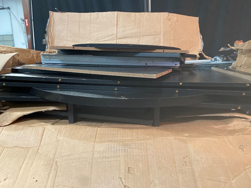 Photo 1 of 91 Inch Long Extendable Dining Table for 6-10 People,Oval Dining Room Table with Wood Strip Base,3 Length Adjustable Tabletop,Farmhouse Extendable Table for Home Kitchen Living Room,Black