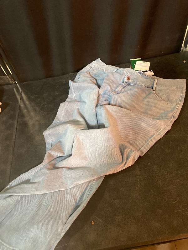 Photo 1 of L Halara Flex Asymmetric Low Rise Zipper Pockets Baggy Wide Leg Washed Casual JeansLight Azure Denim